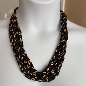 Elegant Black and Tan Beaded Necklace